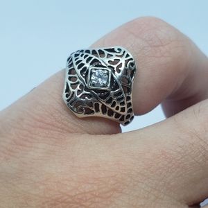 Vintage Avon clear crystal sterling silver ring